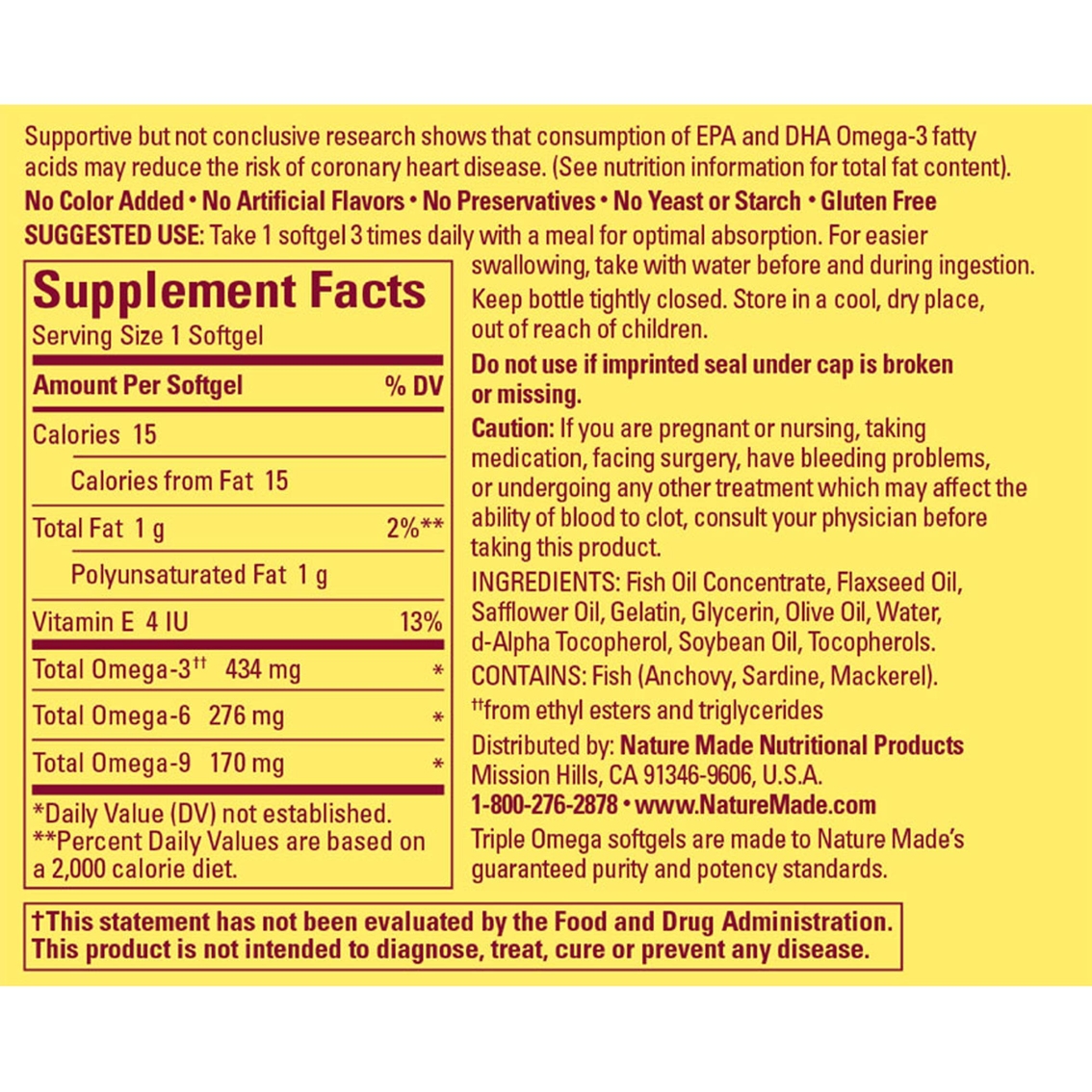 Nature Made Triple Omega 3-6-9 Softgels 150 ct. - Image 2 of 3