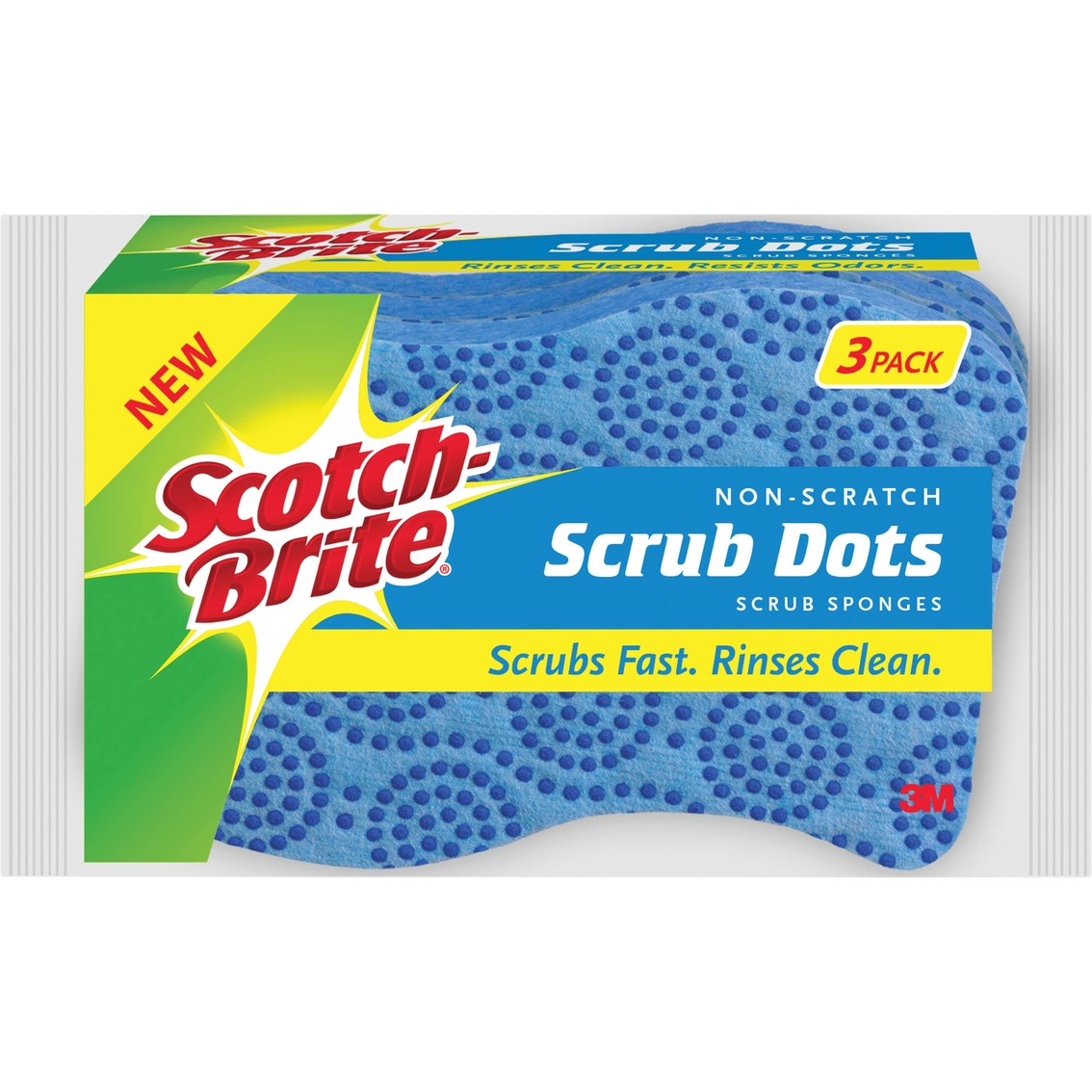 3 Scrub Sponges Scotch-Brite Scrub Dots Non-Scratch Scrub Sponge