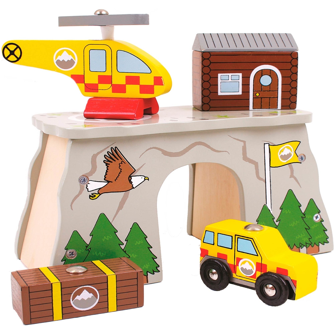 BigJigs Toys Mountain Rescue Wooden Train Accessory Set