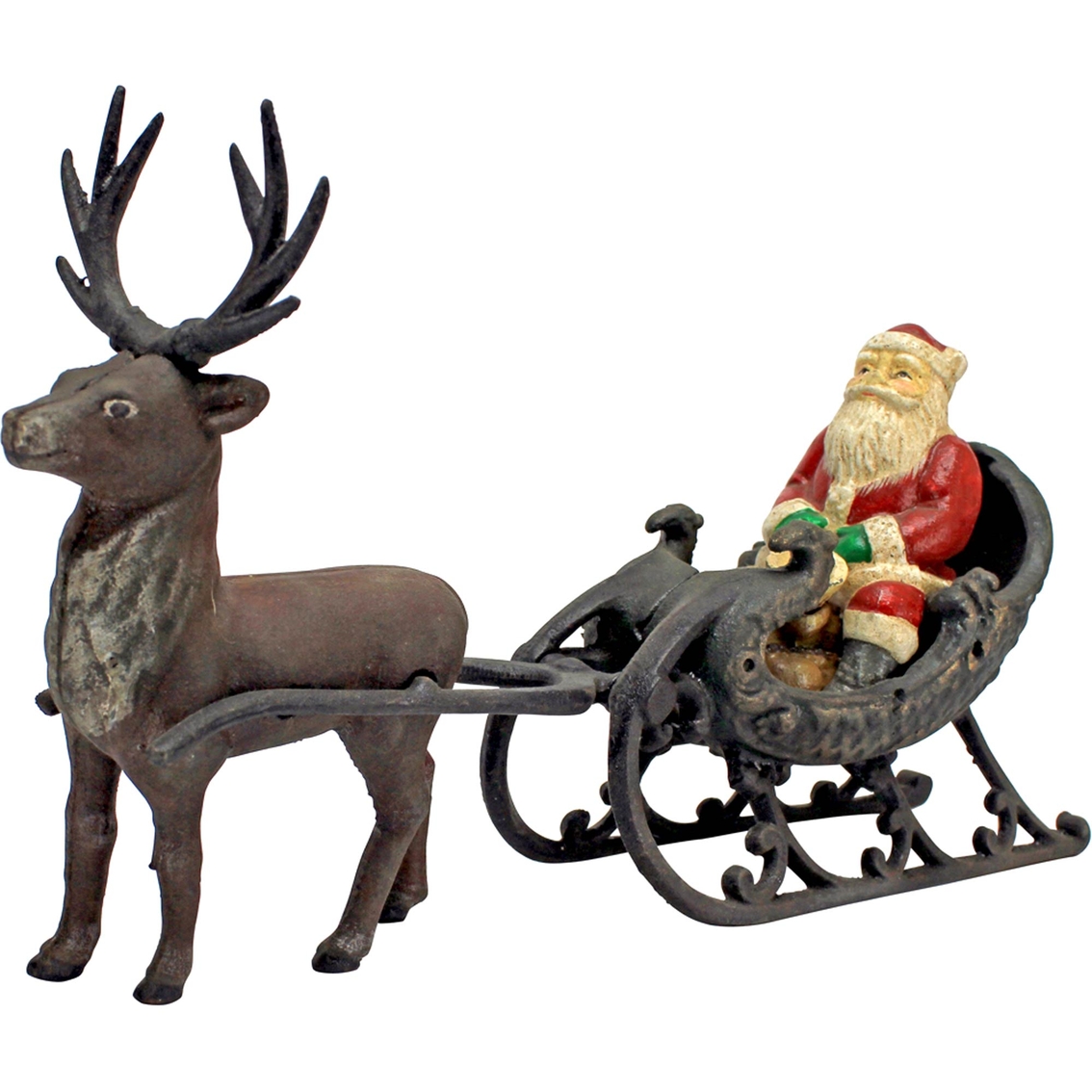 Design Toscano Christmas Santa On Sleigh With Reindeer Die Cast
