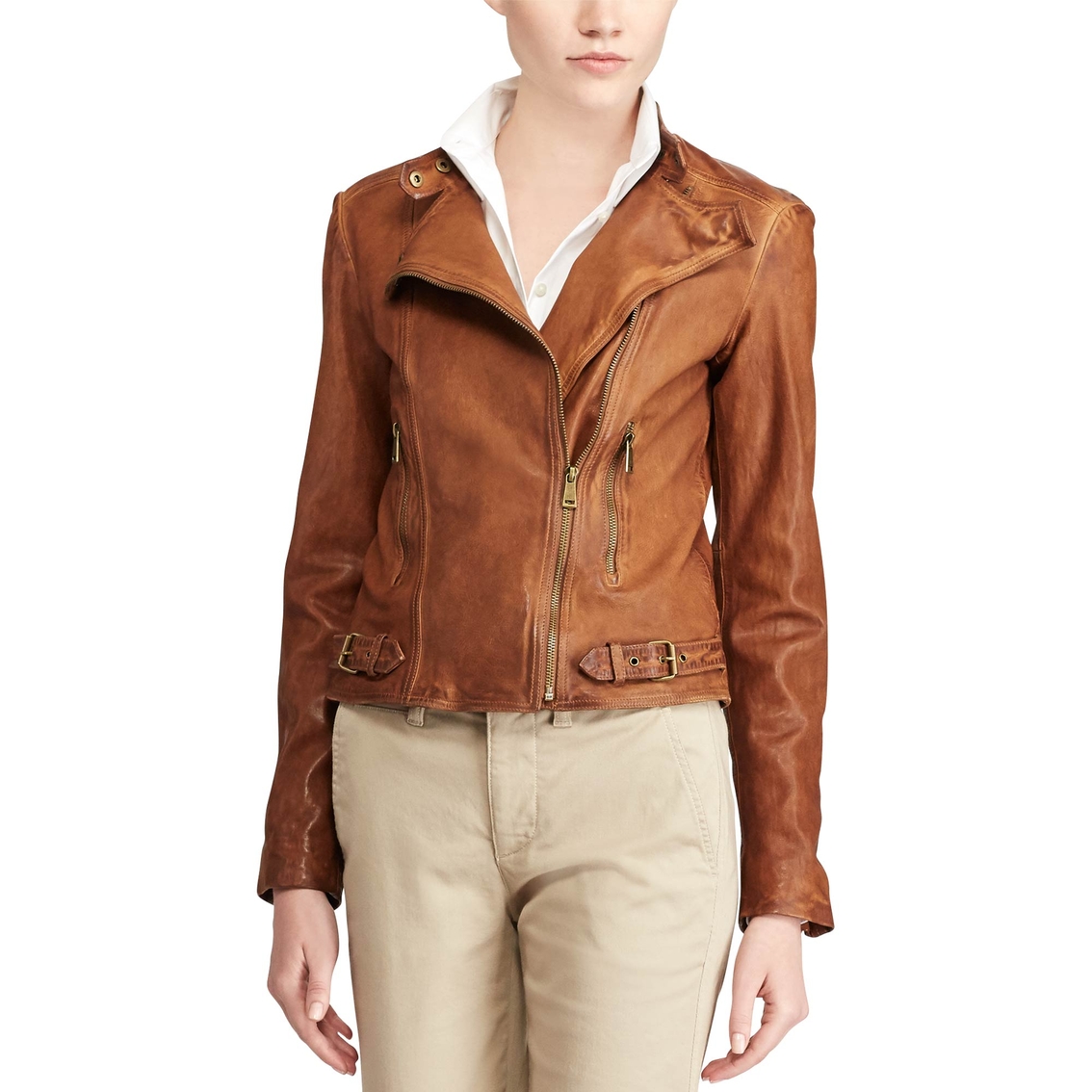 ralph lauren leather jacket womens