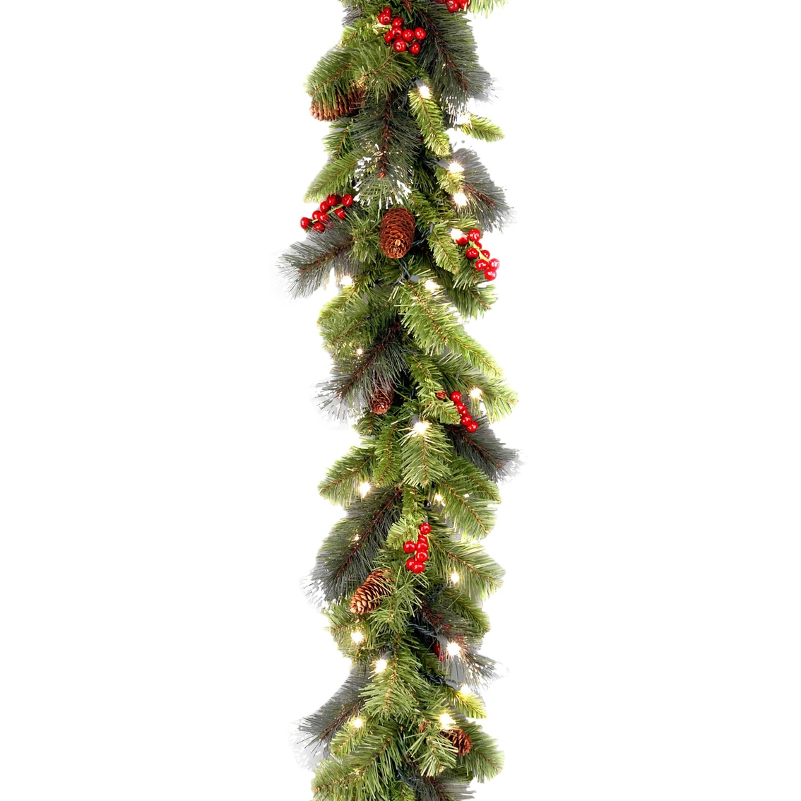 National Tree Co. 9 Ft. Crestwood Spruce Garland with Battery Operated White LEDs
