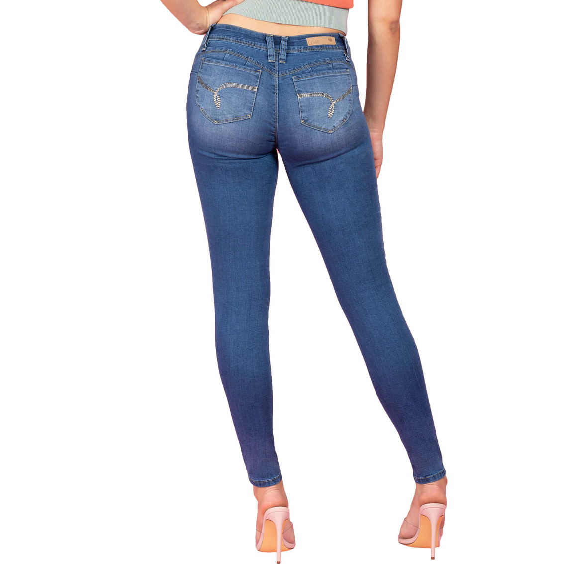 YMI Womens Wannabettabutt Mid-Rise 3 Button Denim Skinny Jeans