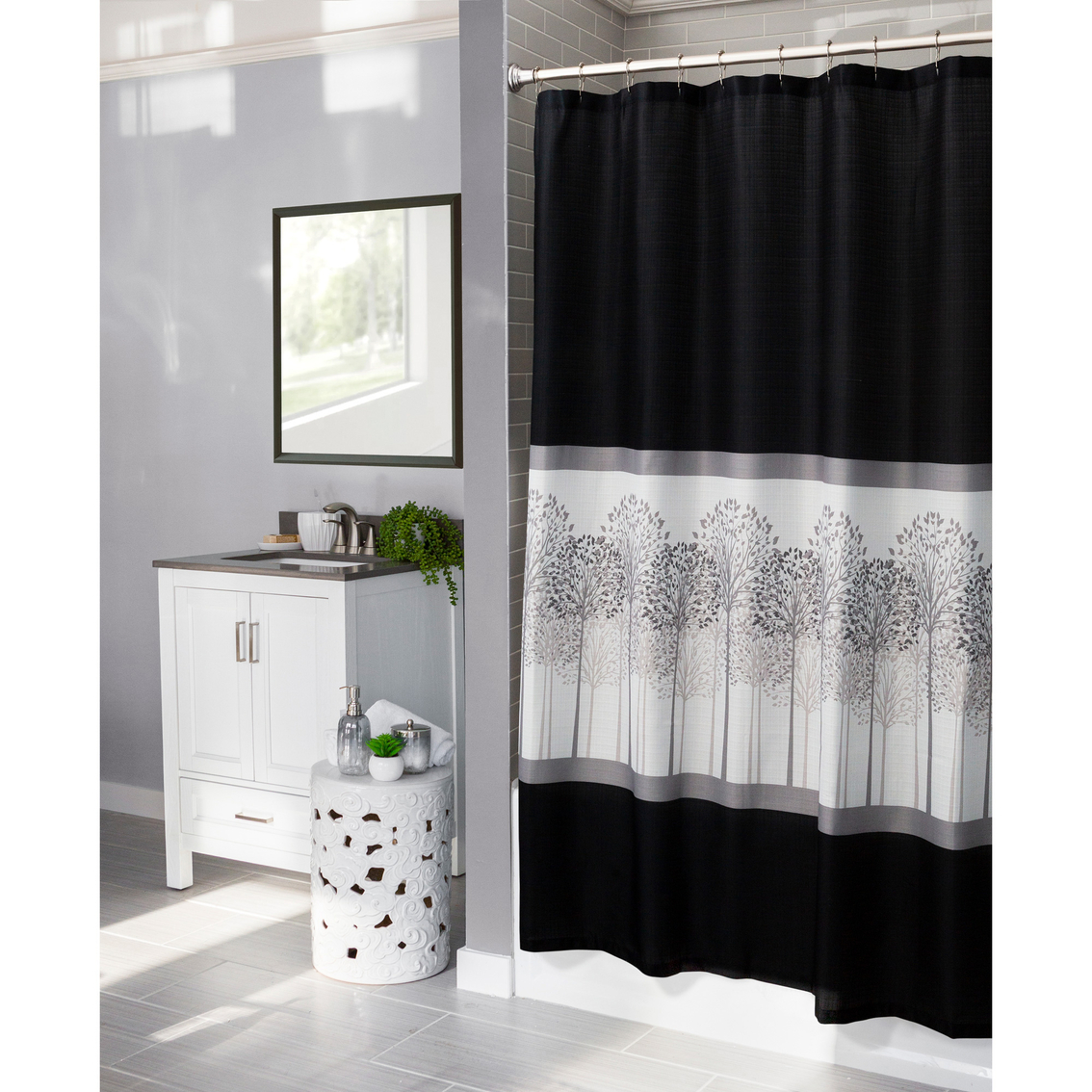 Zenna Home Timber Fabric Shower Curtain | Shower Curtains & Hooks ...