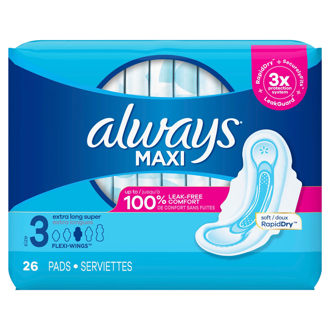 Always Ultra Thin Pads with Flexi-Wings Overnight Jumbo Pack Size 4 - 36 ct  pkg