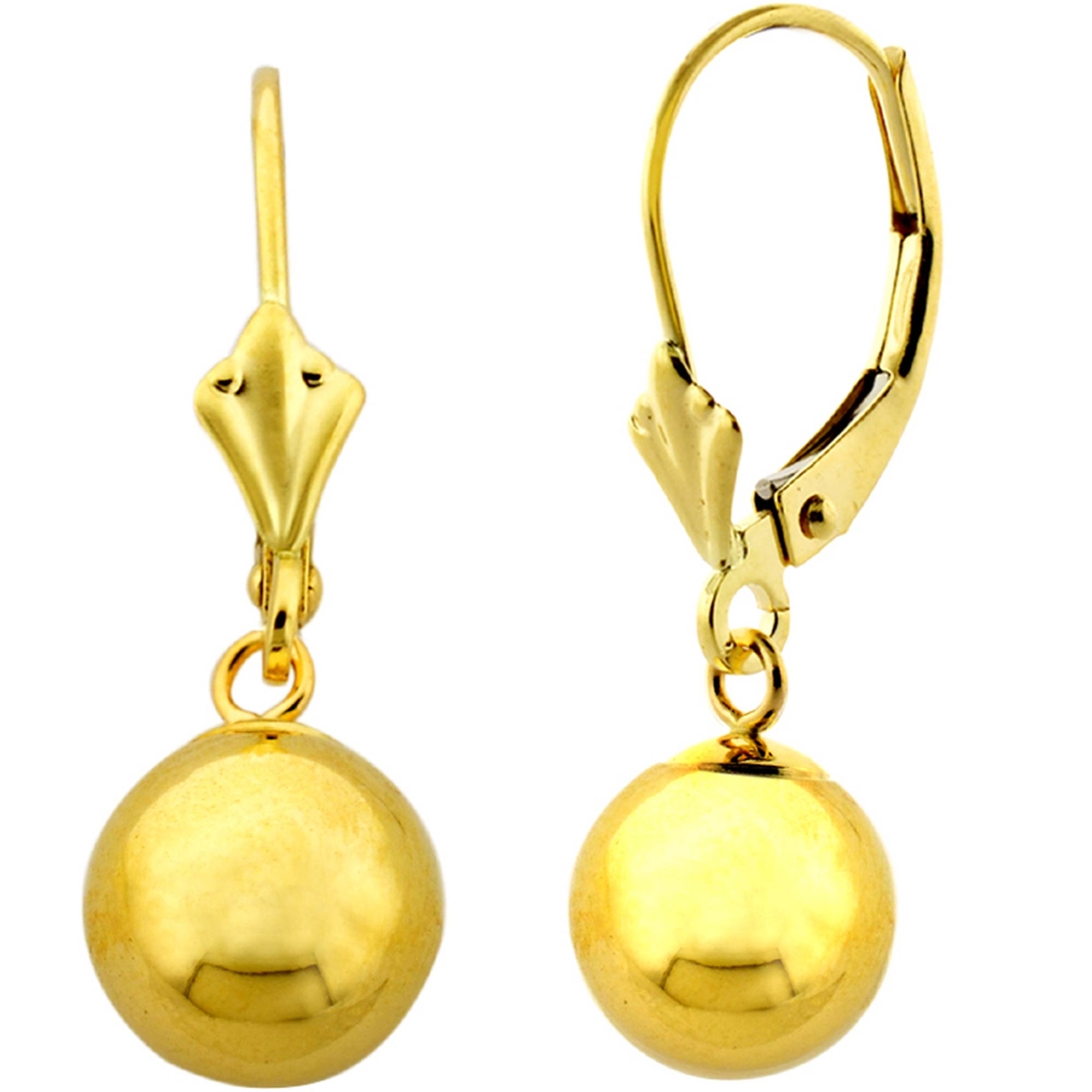 14k Yellow Gold Fleur De Lis Ball Earrings | Gold Earrings | Jewelry ...