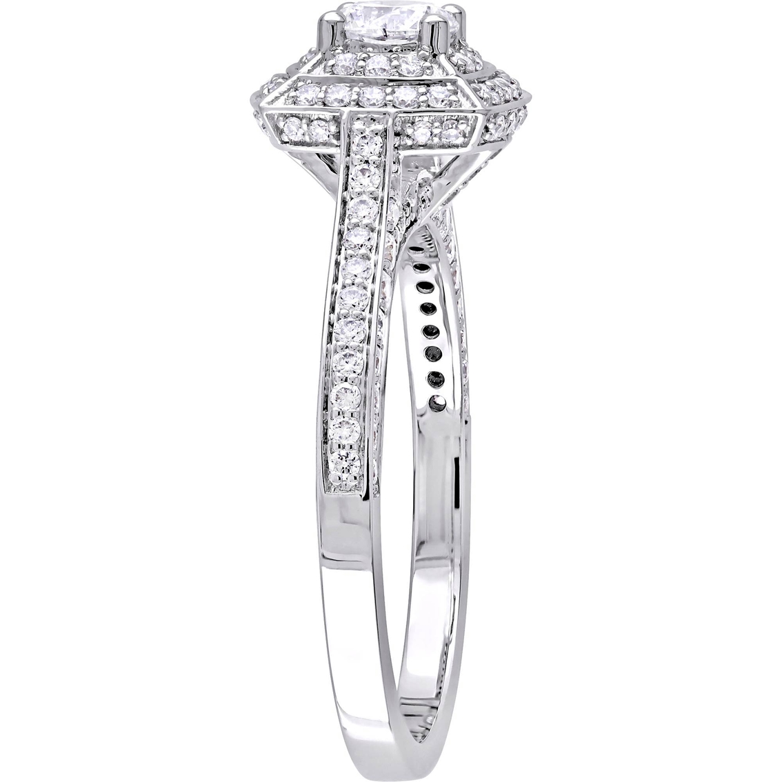 Diamore 14K White Gold 1 CTW Diamond Double Halo Vintage Engagement Ring - Image 3 of 4