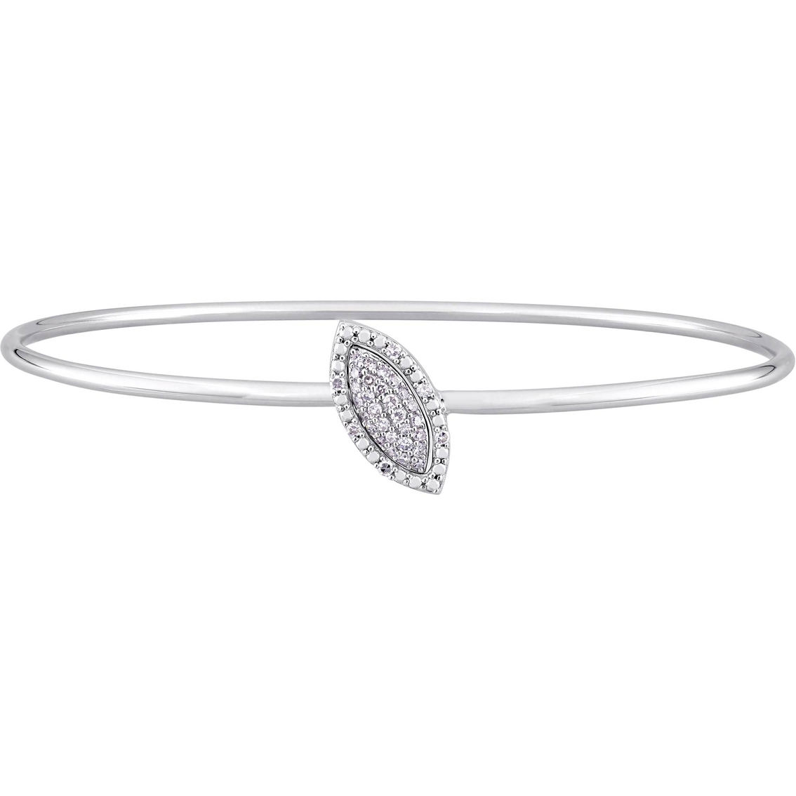 Diamore Sterling Silver 1 7 Ctw Diamond Two In One Leaf Bangle Diamond Bracelets Jewelry Watches Shop The Exchange