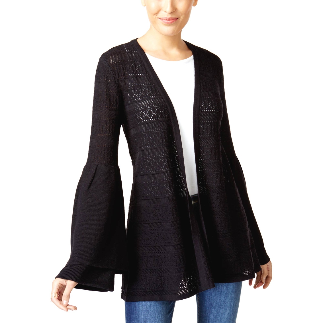 Style&co. Pointelle Bell Sleeve Cardigan | Sweaters | Clothing ...