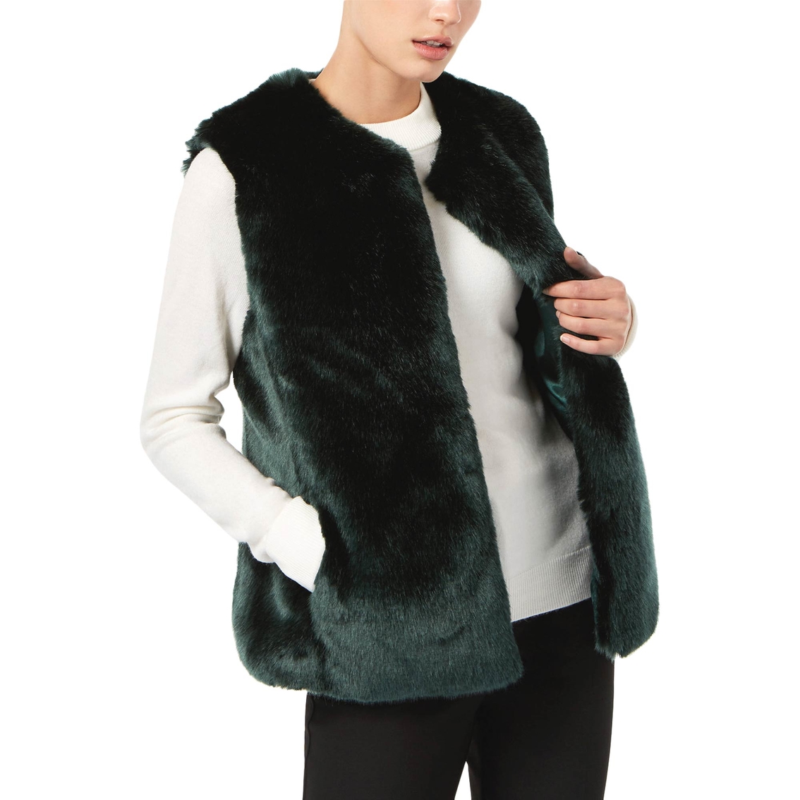 calvin klein faux fur vests