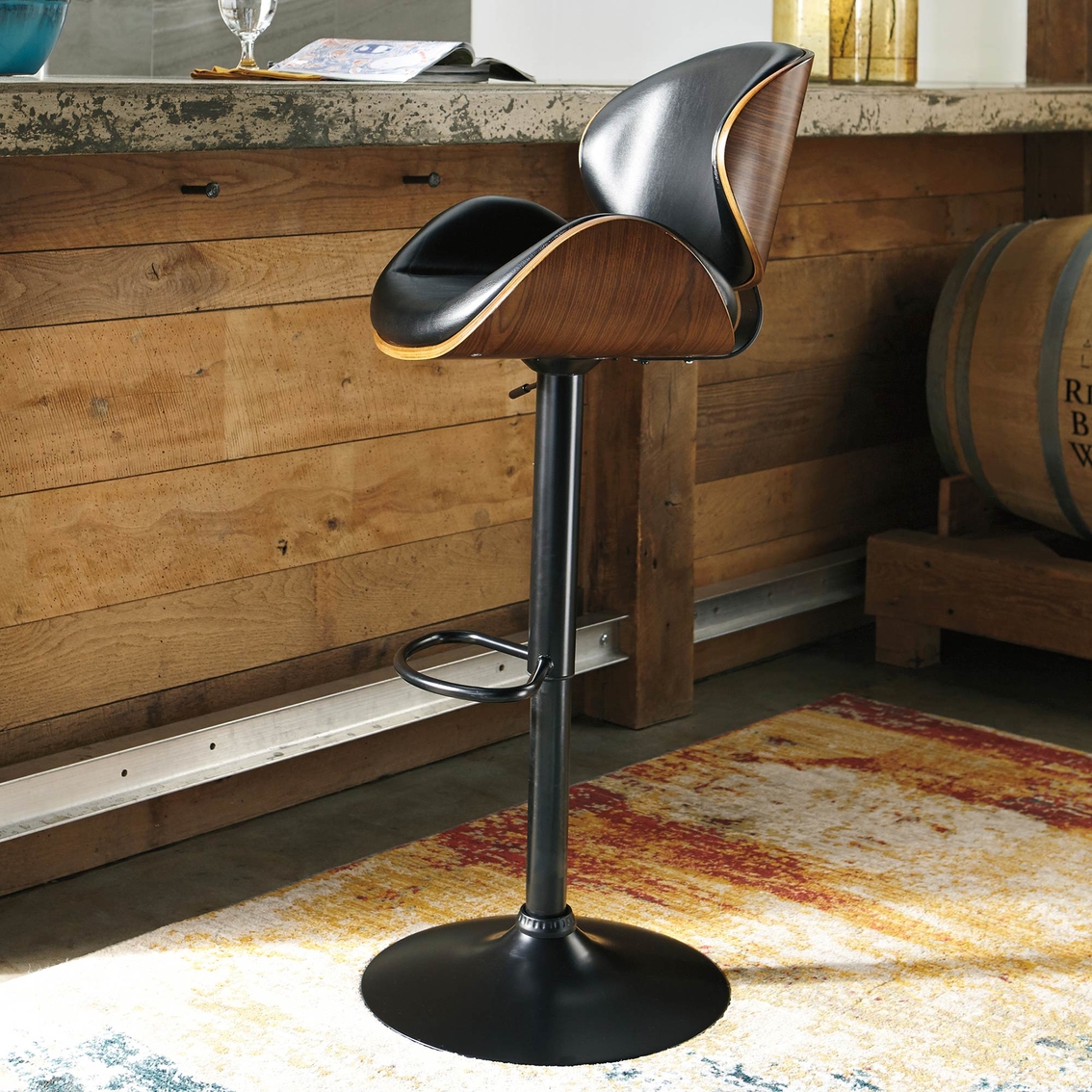 Signature Design by Ashley Adjustable Height Swivel Bar Stool with Scoop Seat - Image 3 of 4