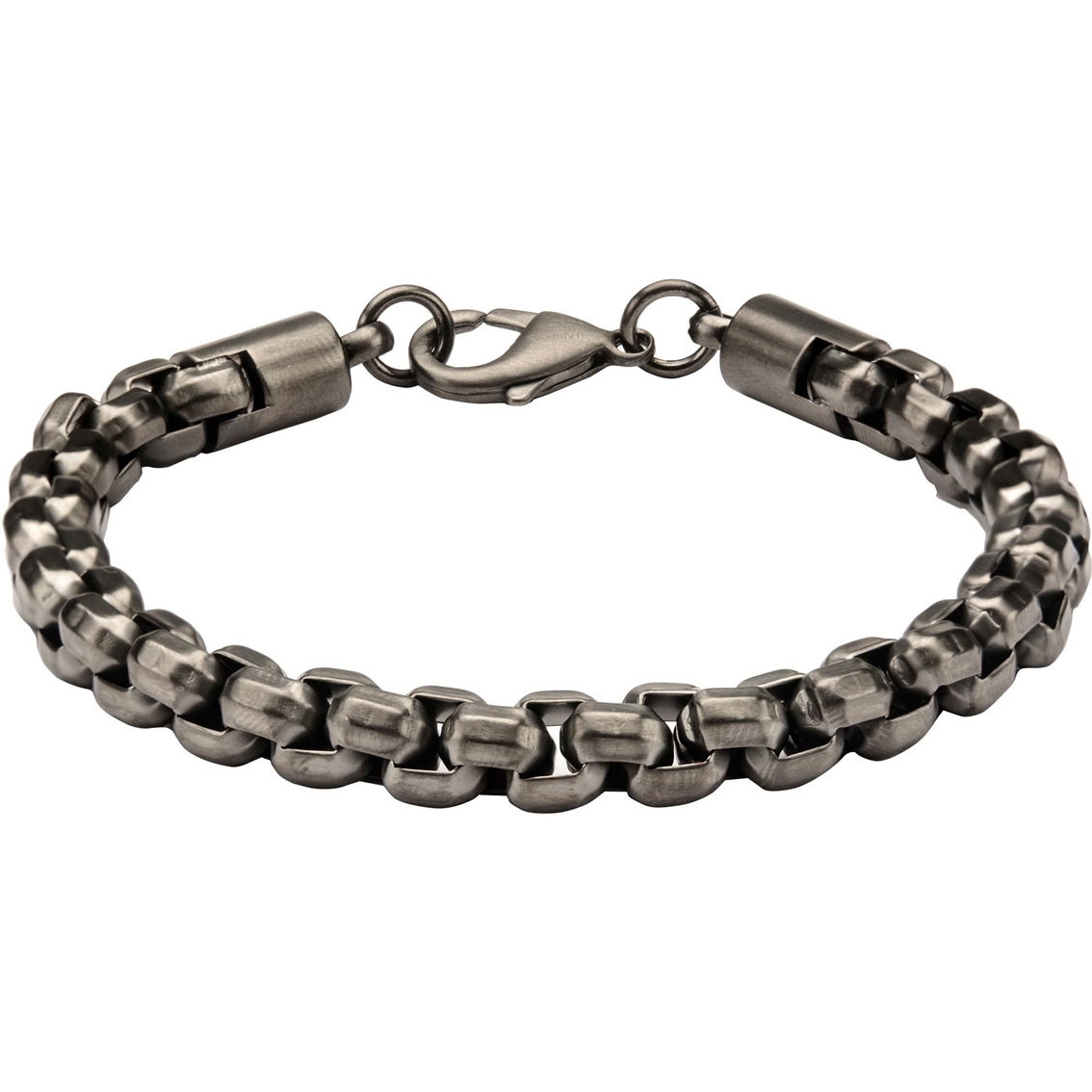 Stainless Steel Gunmetal Ion Plated Round Box Chain Bracelet ...