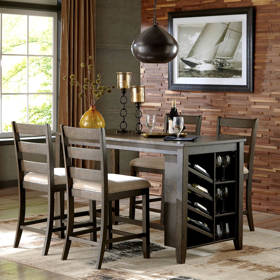 Signature Design by Ashley Rokane Rectangular Counter Table with Storage - Image 2 of 3
