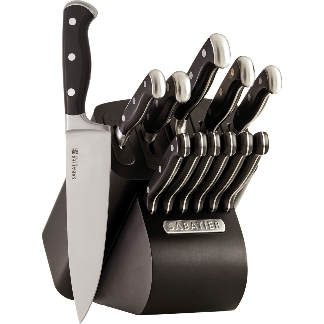  Sabatier Self-Sharpening 12-piece Forged Triple Rivet Knife  Block Set with Edgekeeper Technology, High-Carbon Stainless Steel Kitchen  Knives, Razor-Sharp Knife Set with Wood Block, Black: Home & Kitchen