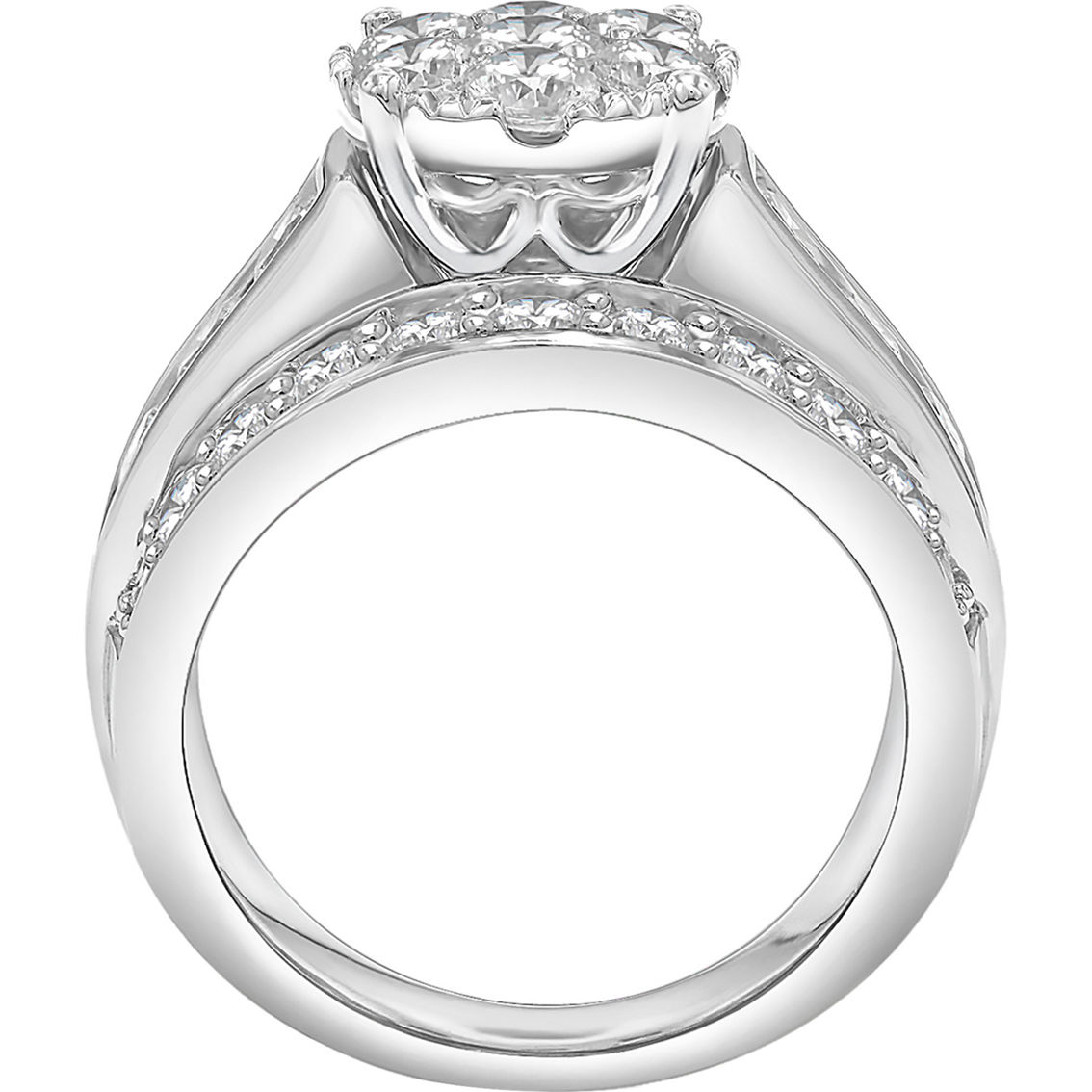 American Rose 10K White Gold 3 CTW Diamond Ring Size 7 - Image 3 of 4