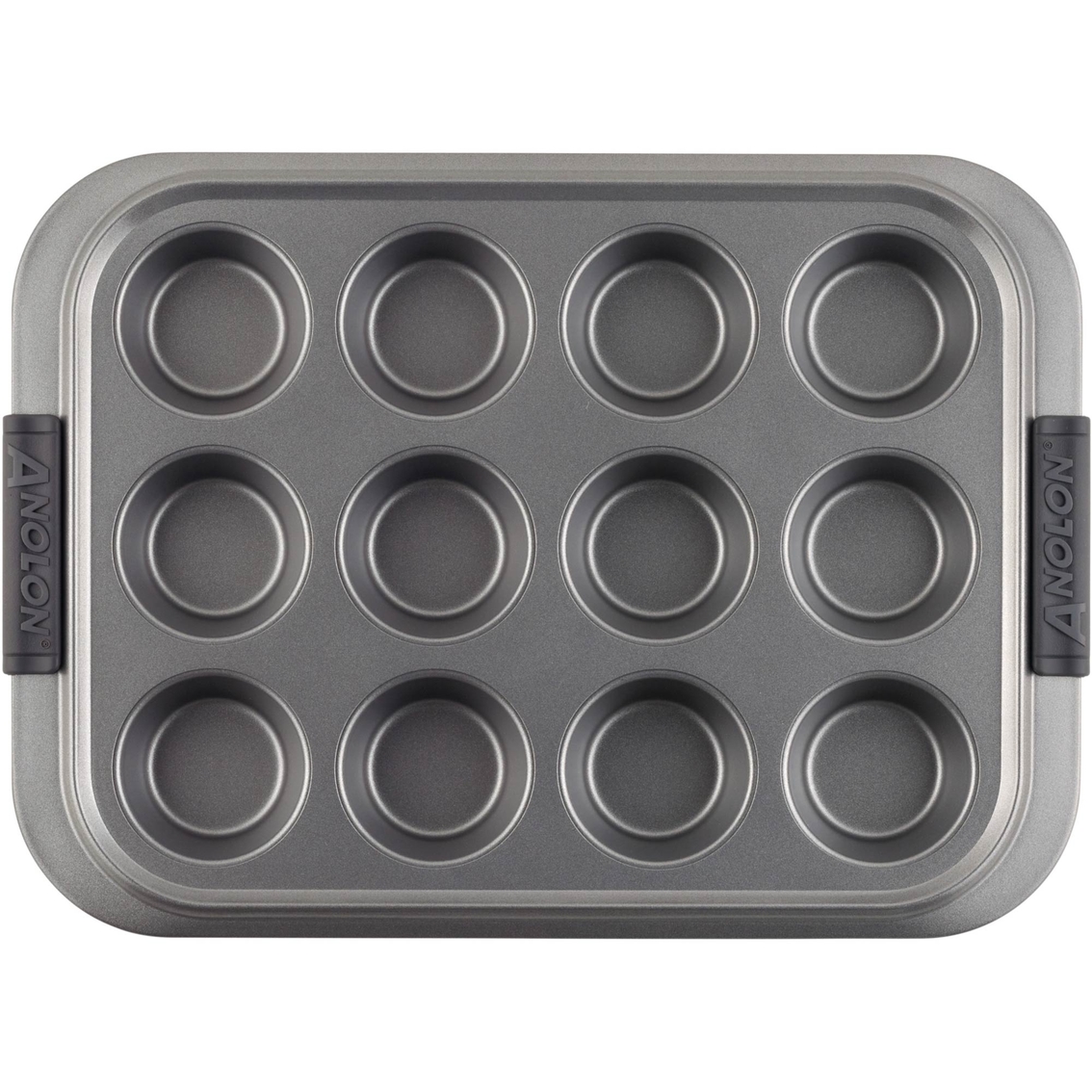 Anolon Advanced Nonstick Bakeware 12 Cup Silicone Grips Covered Muffin Pan - Image 3 of 4