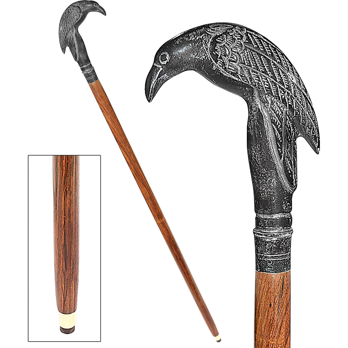 Design Toscano Poe's Mystic Raven Solid Hardwood Walking Stick - Image 2 of 2