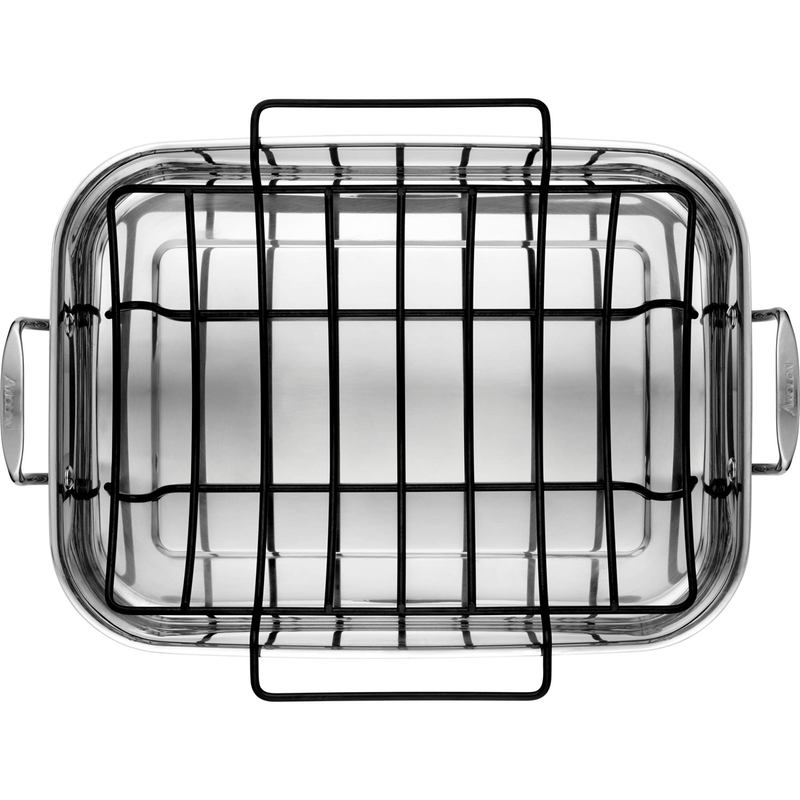Anolon Tri Ply Clad Stainless Steel Large Rectangular Roaster with Nonstick Rack - Image 3 of 4