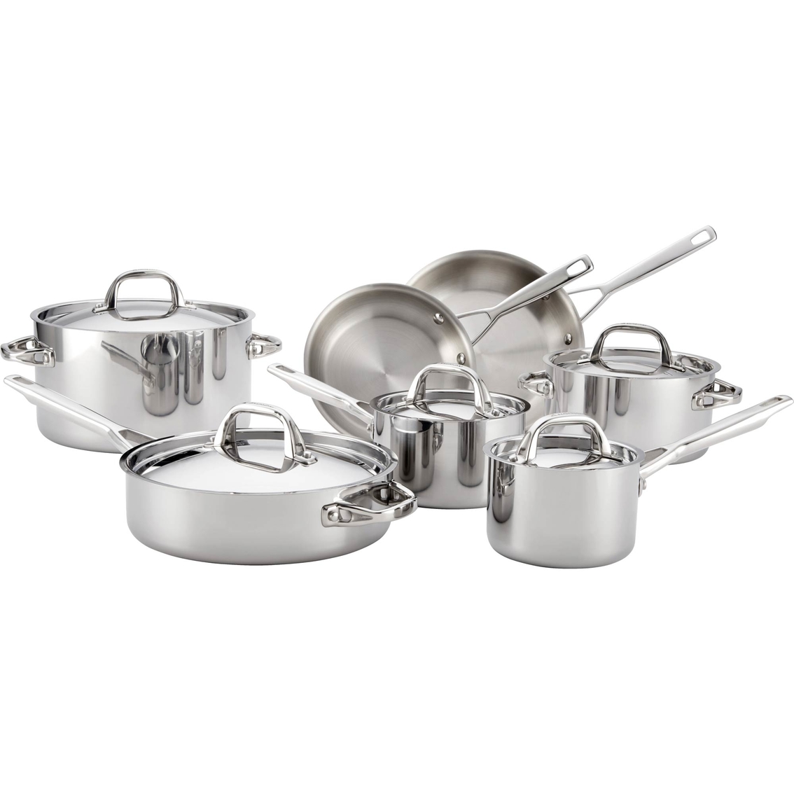Anolon 31512 Tri-Ply Onyx Cookware Set, Stainless Steel 