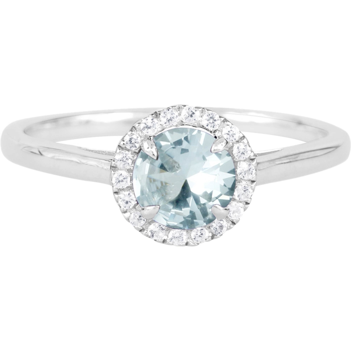 Sterling Silver Round Lab Created Aquamarine Halo Ring | Gemstone Rings ...