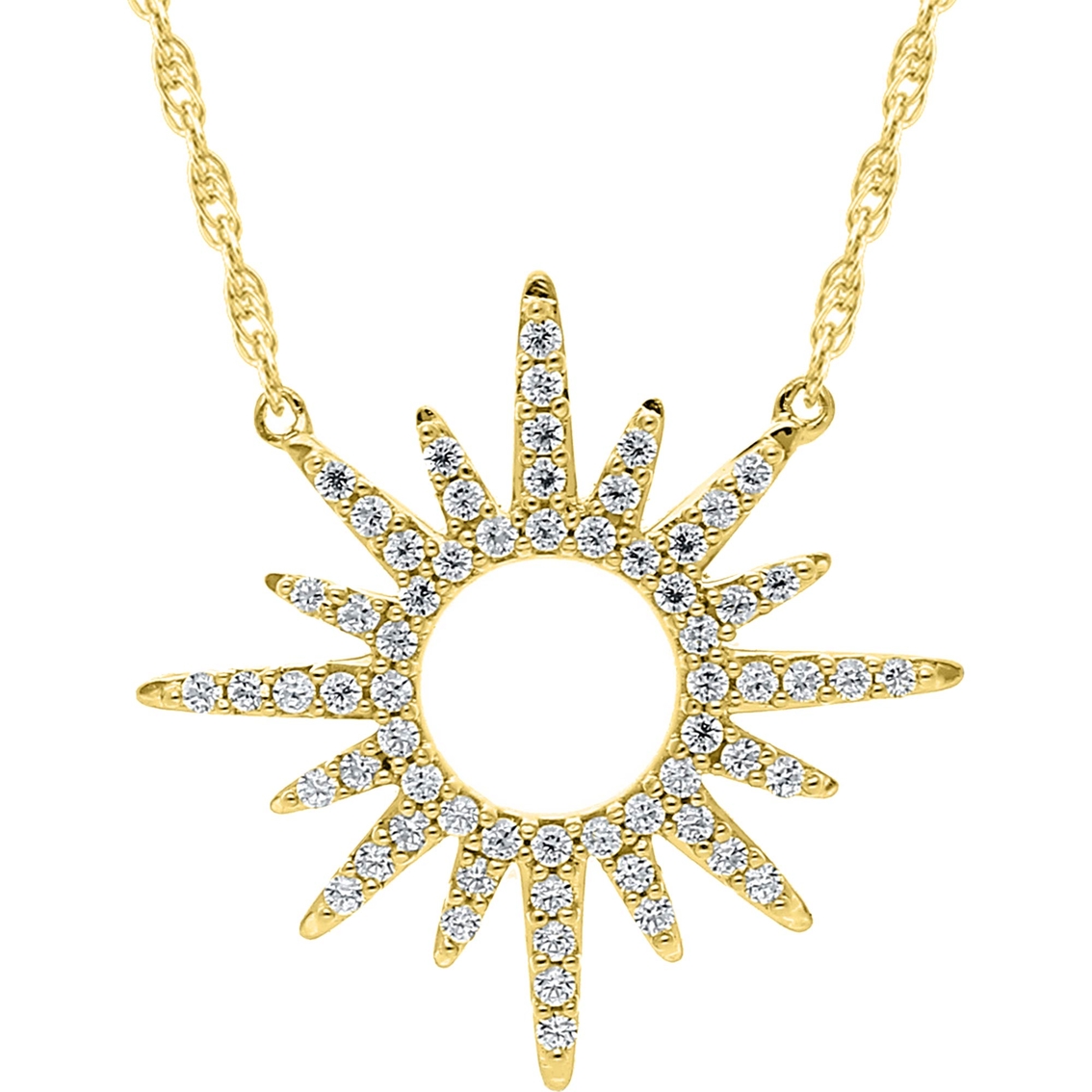 10k Yellow Gold Diamond 1/5ctw Sun Necklace | Diamond Fashion Pendants ...