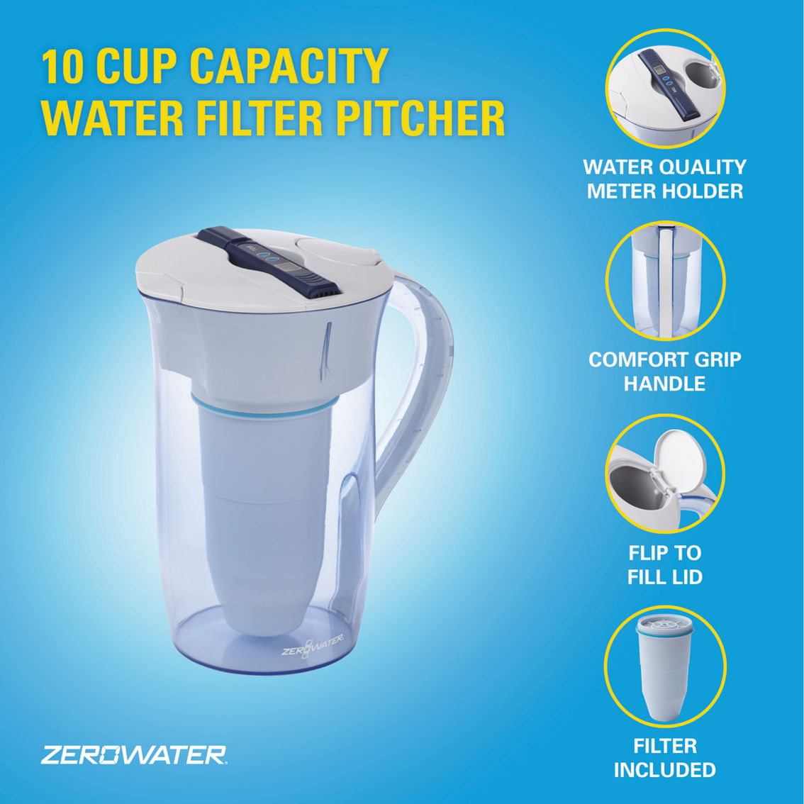 ZeroWater 10 Cup Round Ready Pour Pitcher - Image 6 of 6
