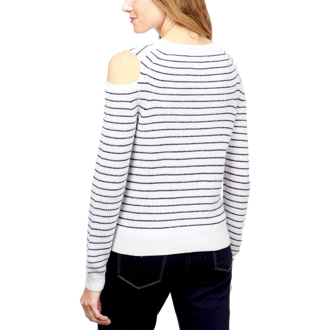 Lucky Brand Stripe Cold Shoulder Pullover Sweater | Sweaters