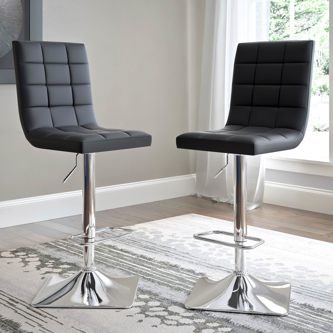 CorLiving Adjustable Barstool in Bonded Leather 2 Pk. - Image 4 of 4