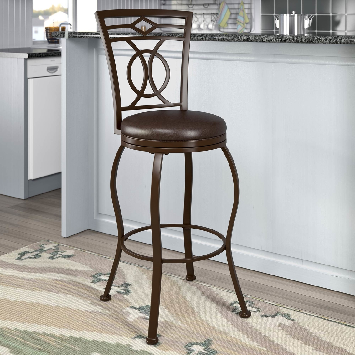 CorLiving DJS-823-B Metal Bar Height Barstool with Dark Brown Bonded Leather Seat - Image 3 of 3