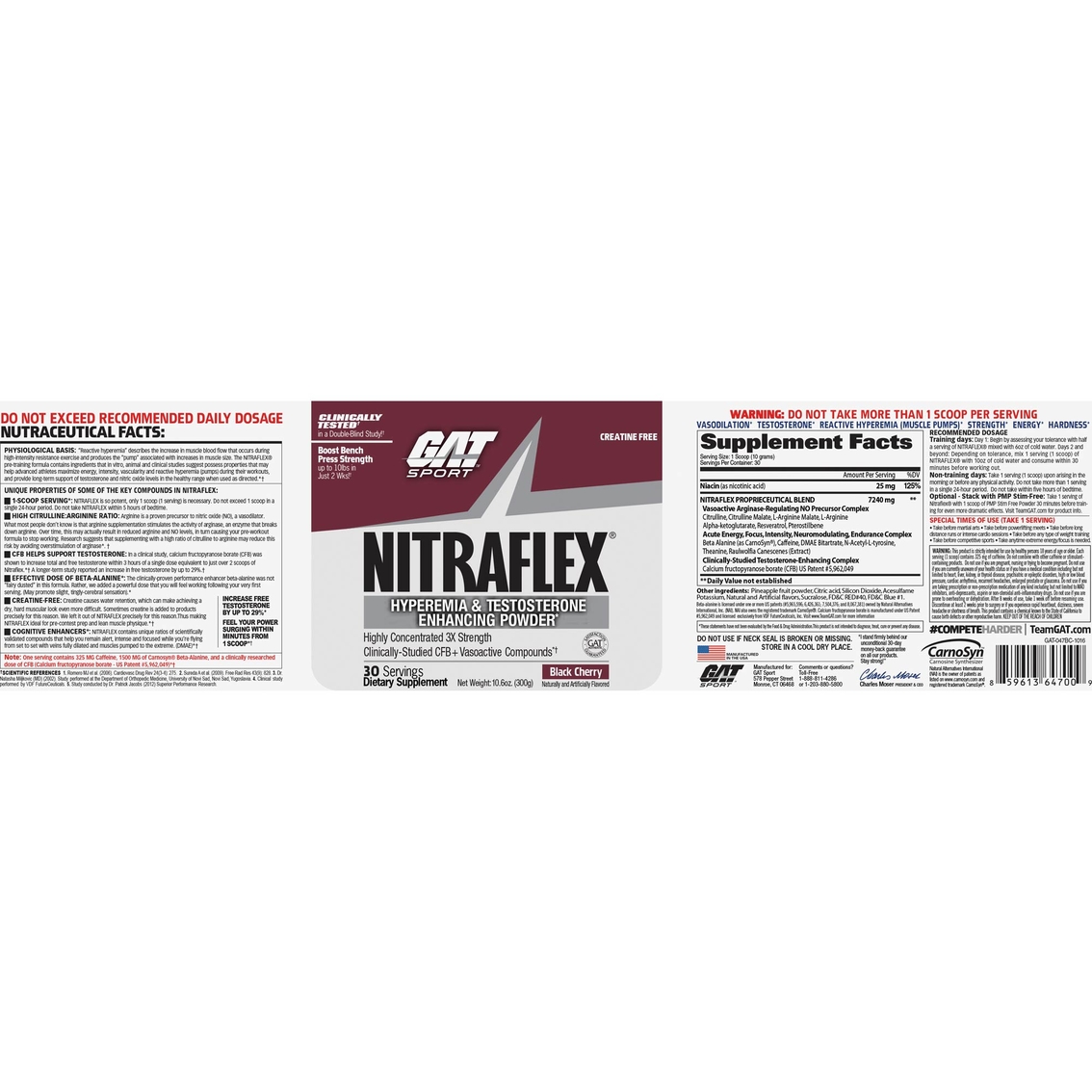 GAT Nitraflex Hyperemia and Testosterone Enhancing Powder, 30 Servings - Image 2 of 2