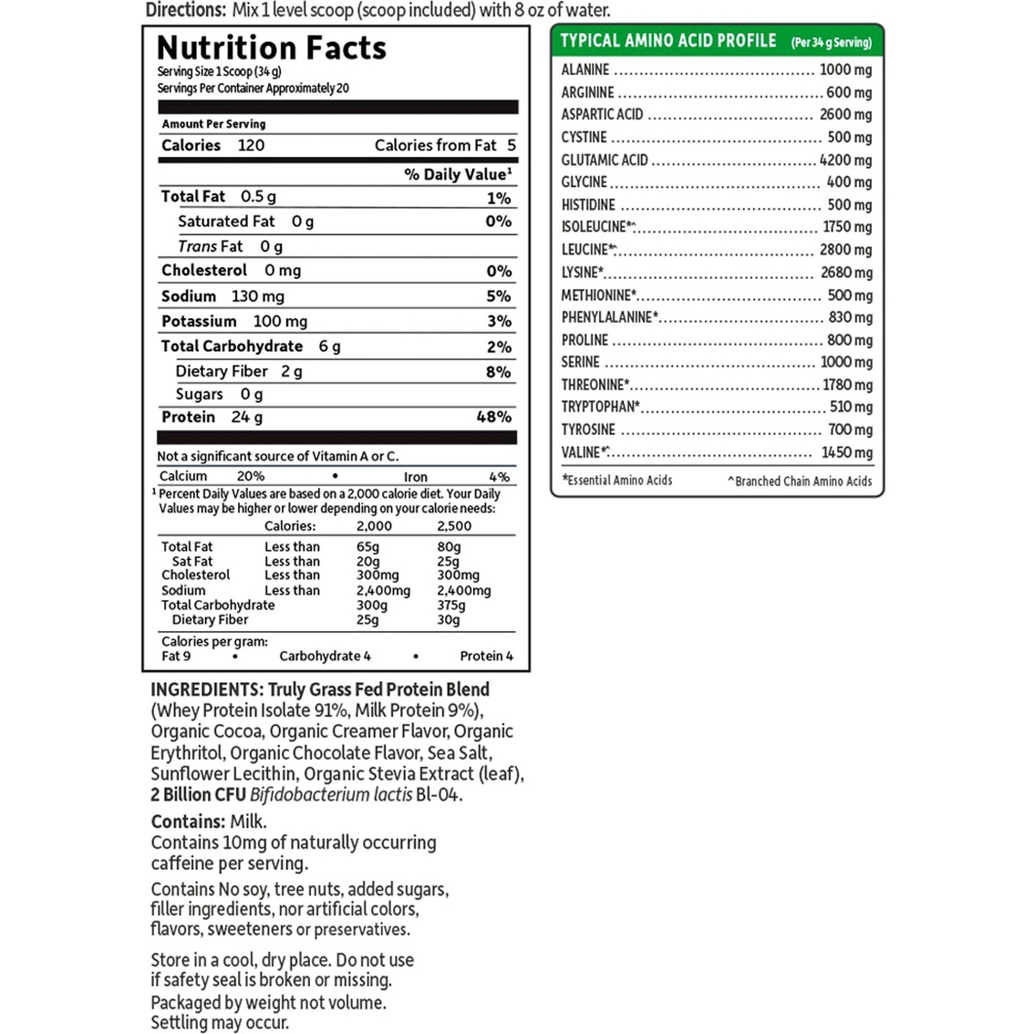 Garden of Life Grass Fed Whey Protein Isolate, Chocolate 2 lb. - Image 2 of 2