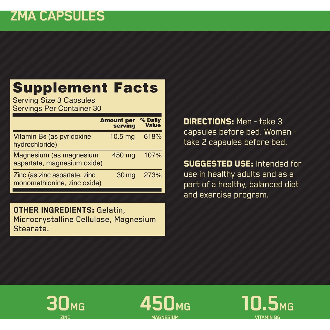 Optimum Nutrition ZMA Caps 90 ct. - Image 2 of 2