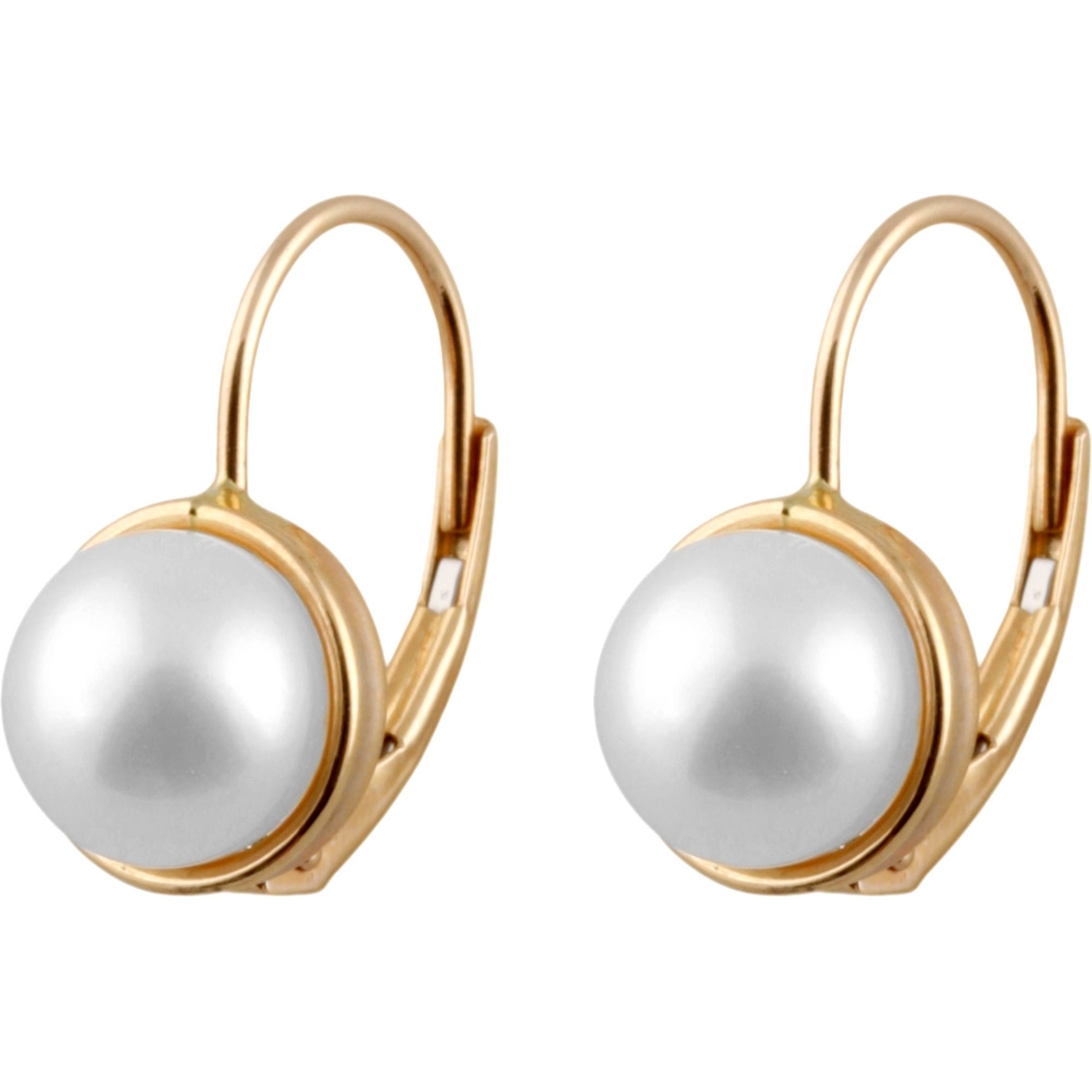14k Gold Leverback Earrings With Freshwater Pearl | Gemstone Earrings ...