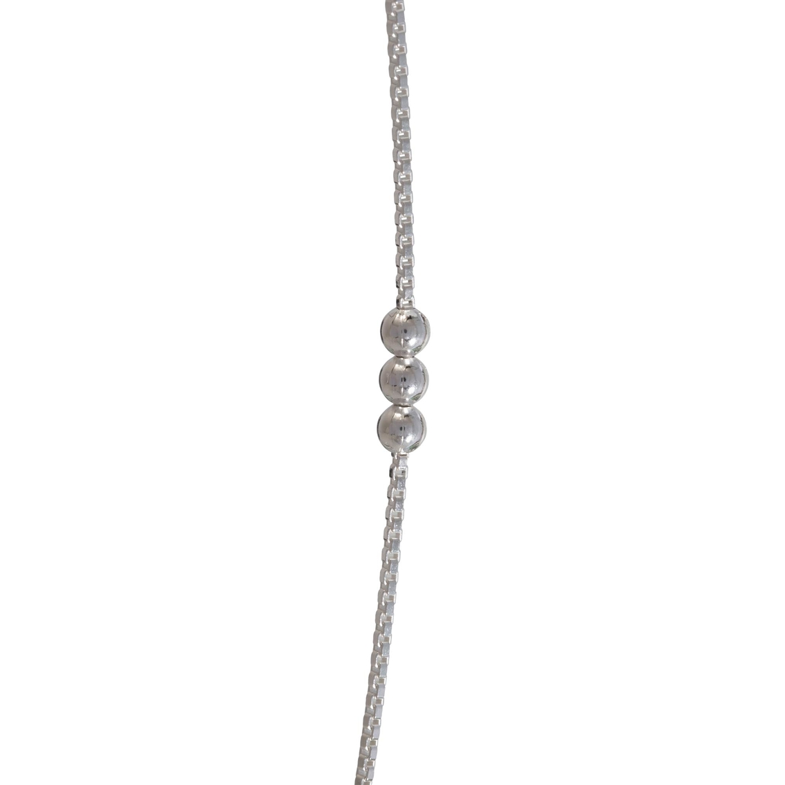 Sterling Silver 1mm Box Chain With Station Beads | Silver Necklaces