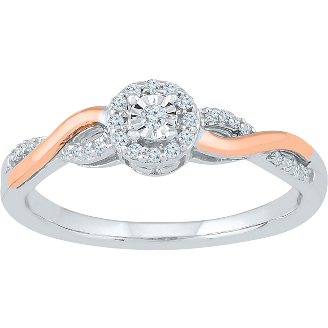 10k White And Rose Gold 1/10 Ctw Promise Ring | Promise Rings | Jewelry ...