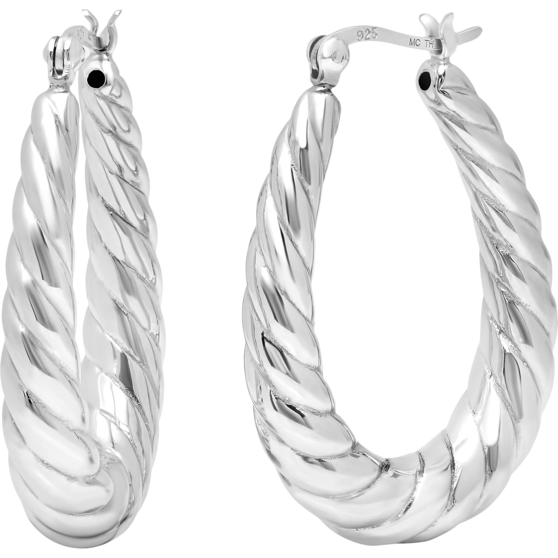 Sterling Silver Lightweight Rope Hoop Earrings