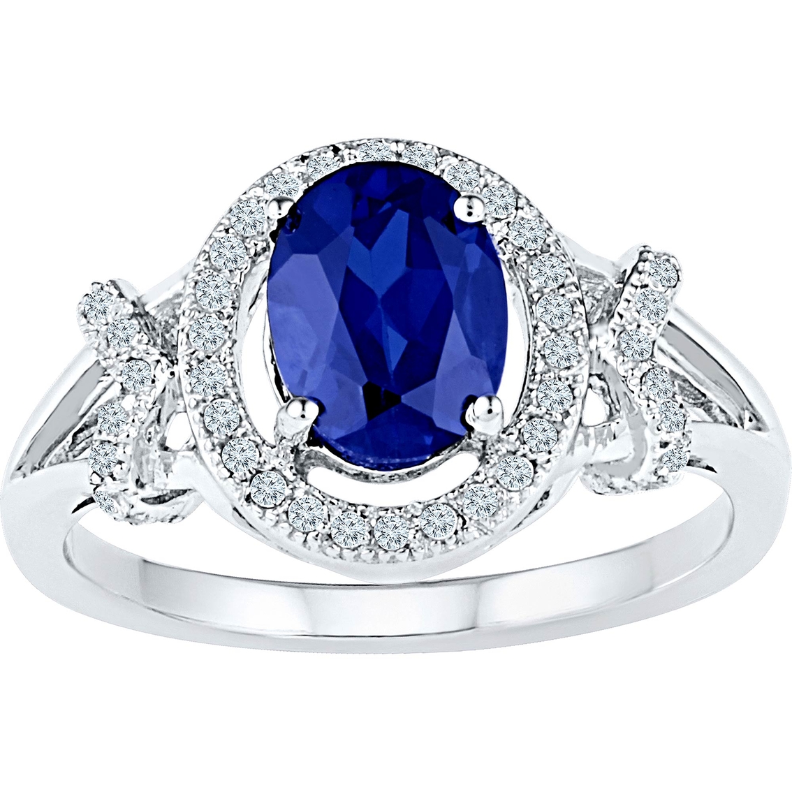 Sterling Silver 1/4 CTW Diamond and Lab Created Blue Sapphire Ring - Image 2 of 2