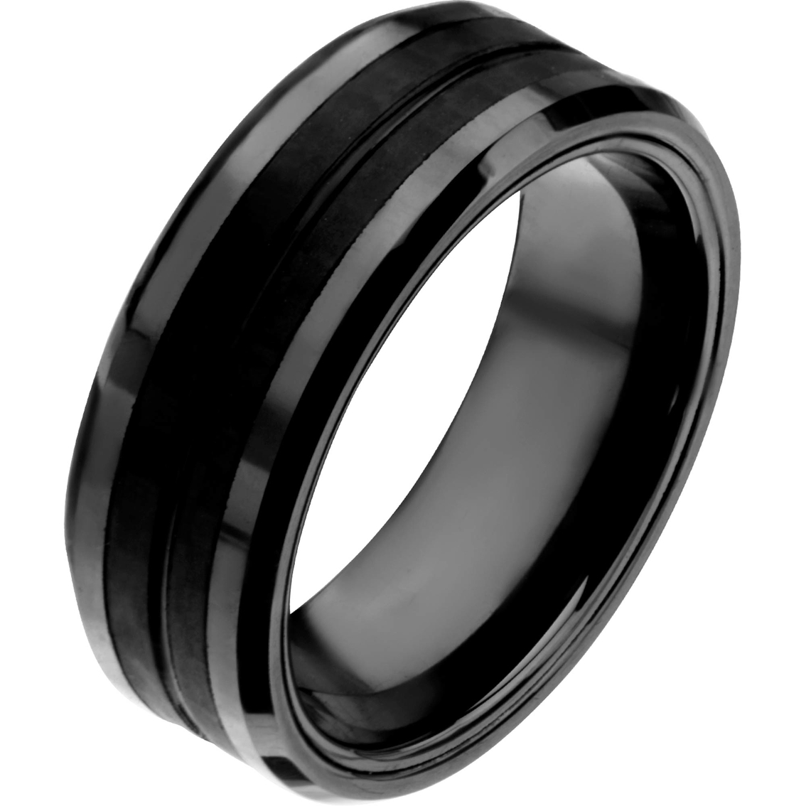 Double Line Solid Carbon Fiber Black Ion Plated Ring - Image 2 of 2