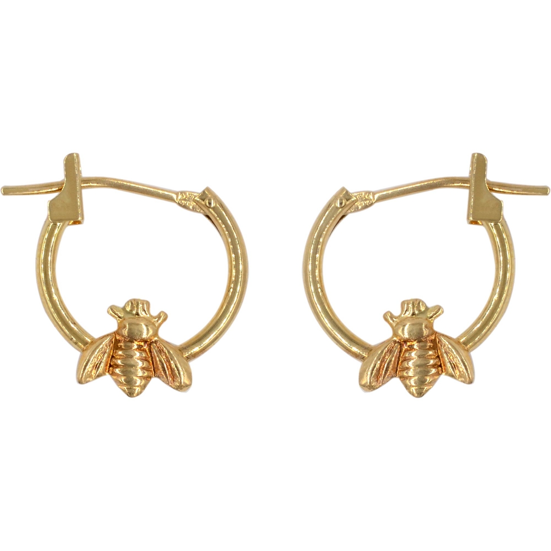14k Yellow Gold Click Hoops With Honeybee | Gold Earrings | Jewelry ...
