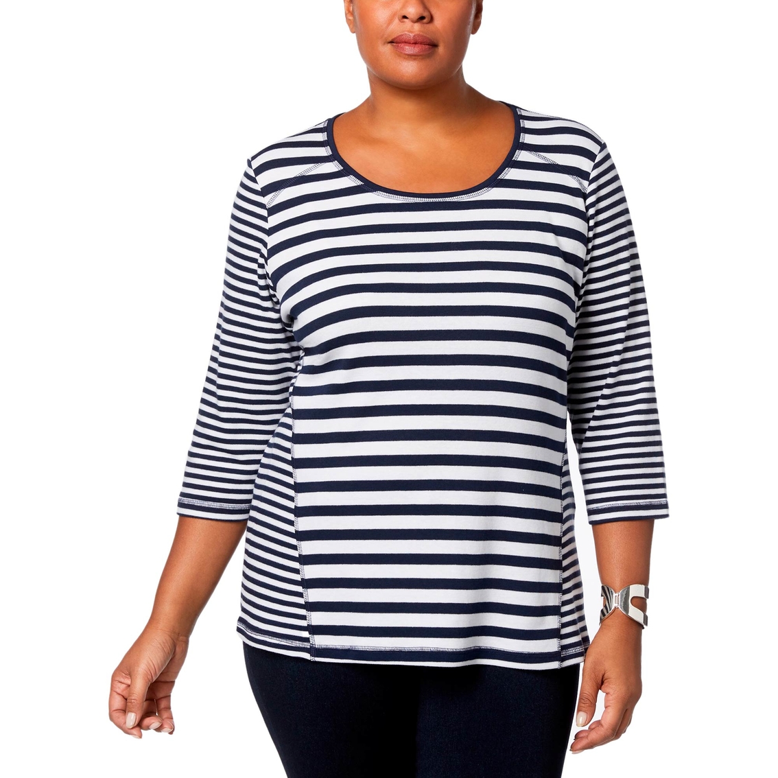 Karen Scott Plus Size Mixed Stripe Top | Tops | Clothing & Accessories ...