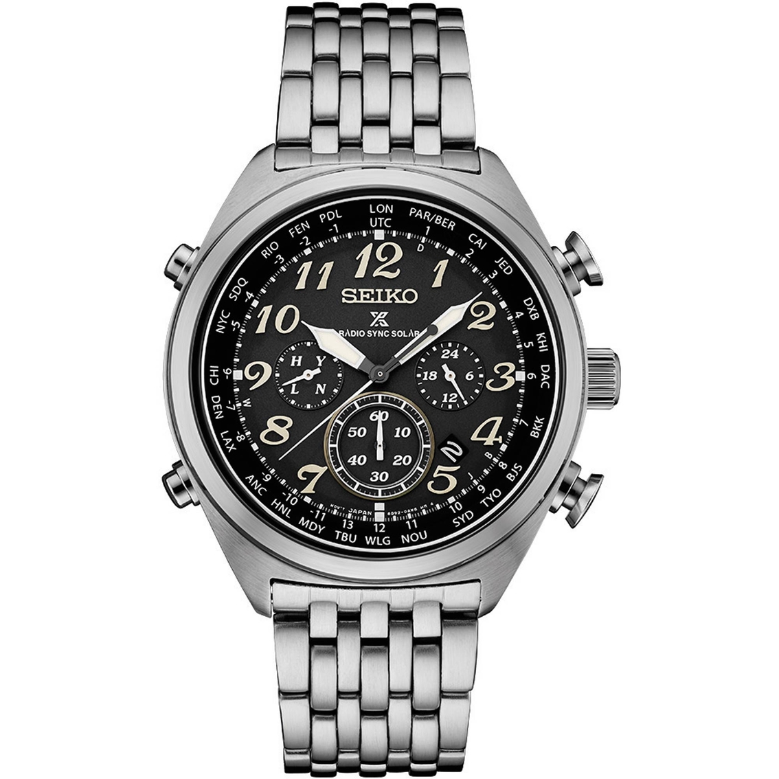 Seiko Men's Prospex Radio Sync Solar World Time Chronograph Ssg017 |  Stainless Steel Band | Jewelry & Watches | Shop The Exchange