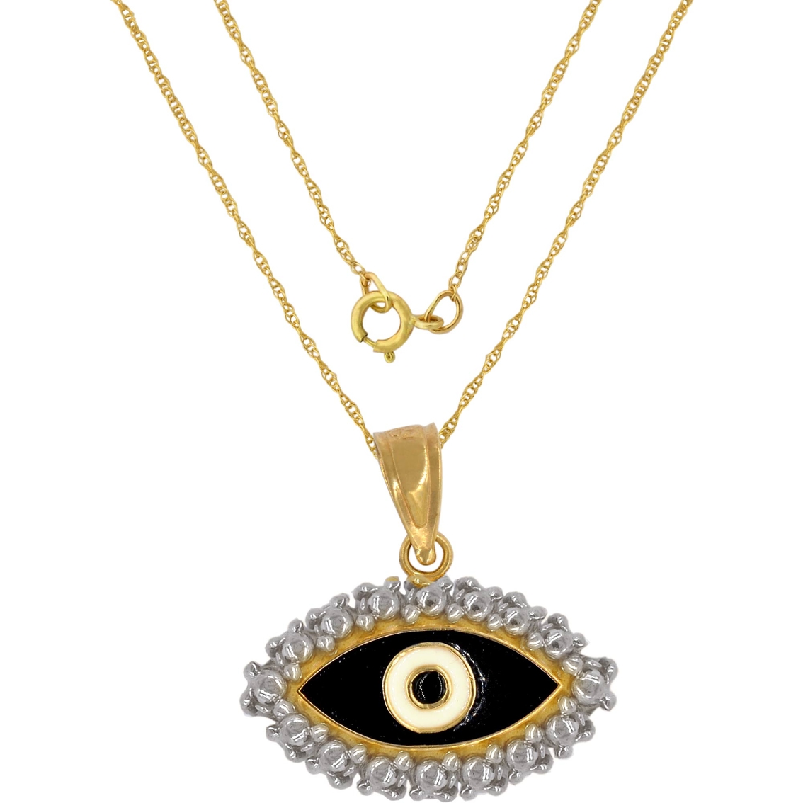 14k Two Tone Gold Evil Eye Enamel Pendant | Fashion Necklaces | Jewelry ...