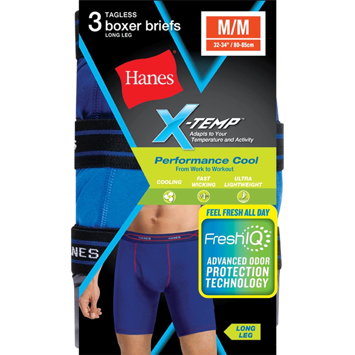 Hanes Performance Cool X-temp Longer Leg Boxer Briefs 3 Pk