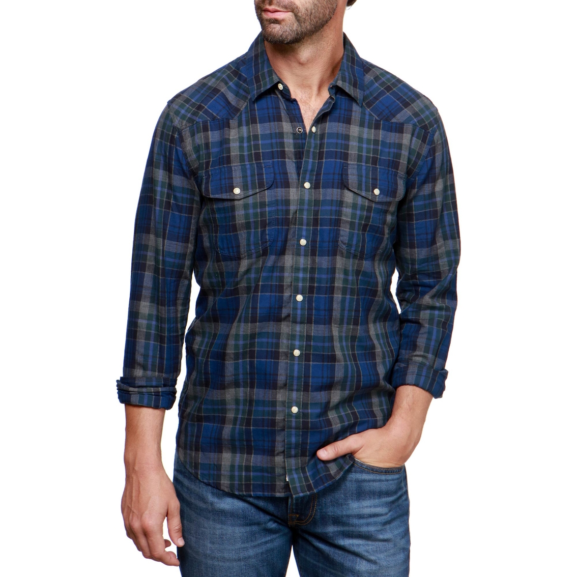 Lucky Brand Saturday Stretch Heritage Santa Fe Western Woven Shirt, Shirts, Clothing & Accessories