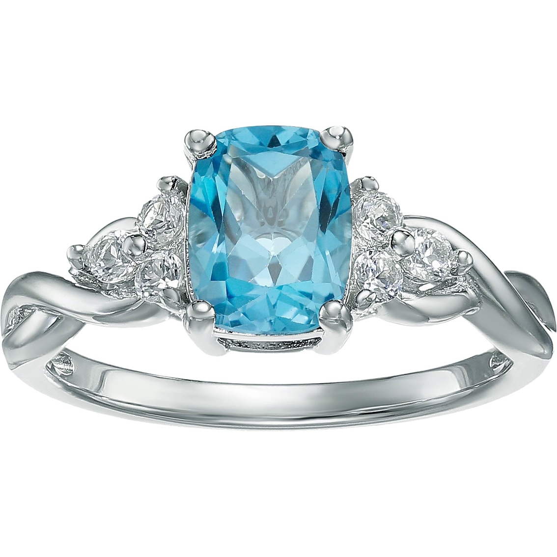 10k White Gold Blue Topaz And White Topaz Ring | Gemstone Rings ...