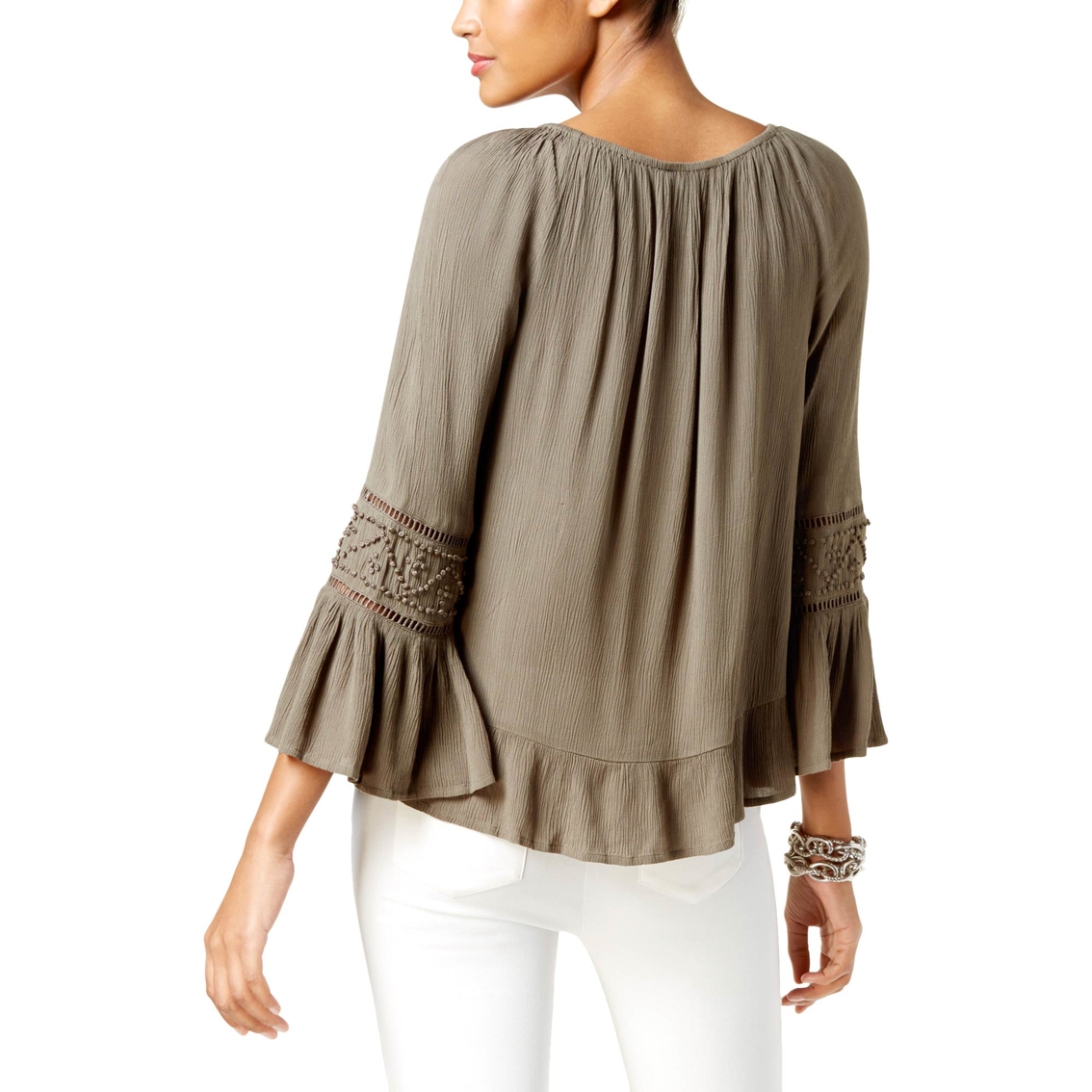 INC International Concepts Bell Sleeve Peasant Top - Image 2 of 2
