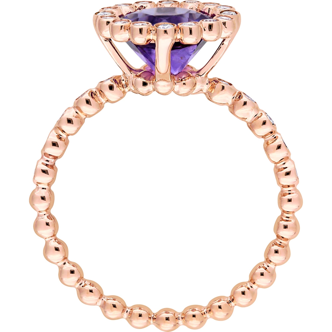 Sofia B. 14K Rose Gold Amethyst and 1/4 CTW Diamond Halo Scalloped Ring - Image 2 of 4