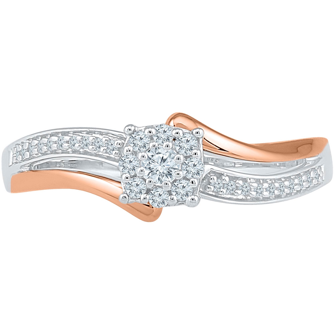 Sterling Silver and 10K Rose Gold 1/5 CTW Diamond Promise Ring - Image 2 of 2