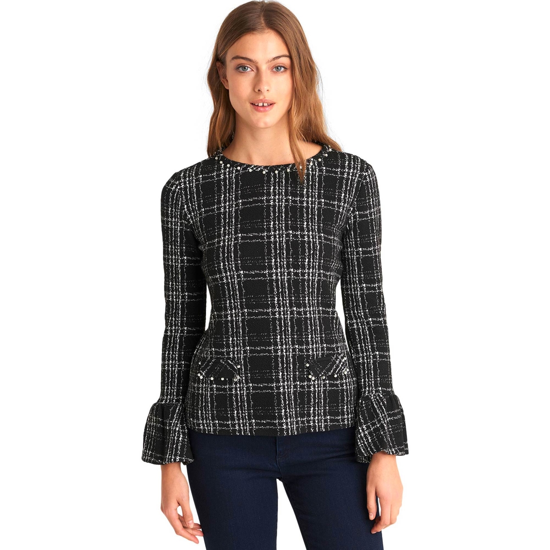 Karl Lagerfeld Plaid Knit Top | Tops | Clothing & Accessories | Shop ...