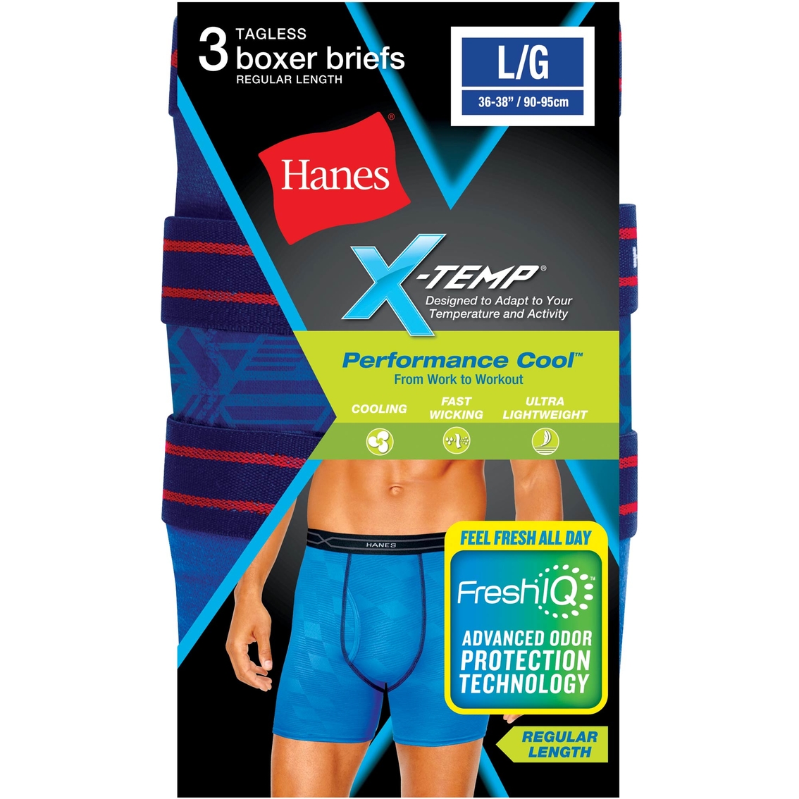 Hanes Performance Cool X-temp Embossed Boxer Brief 3k.